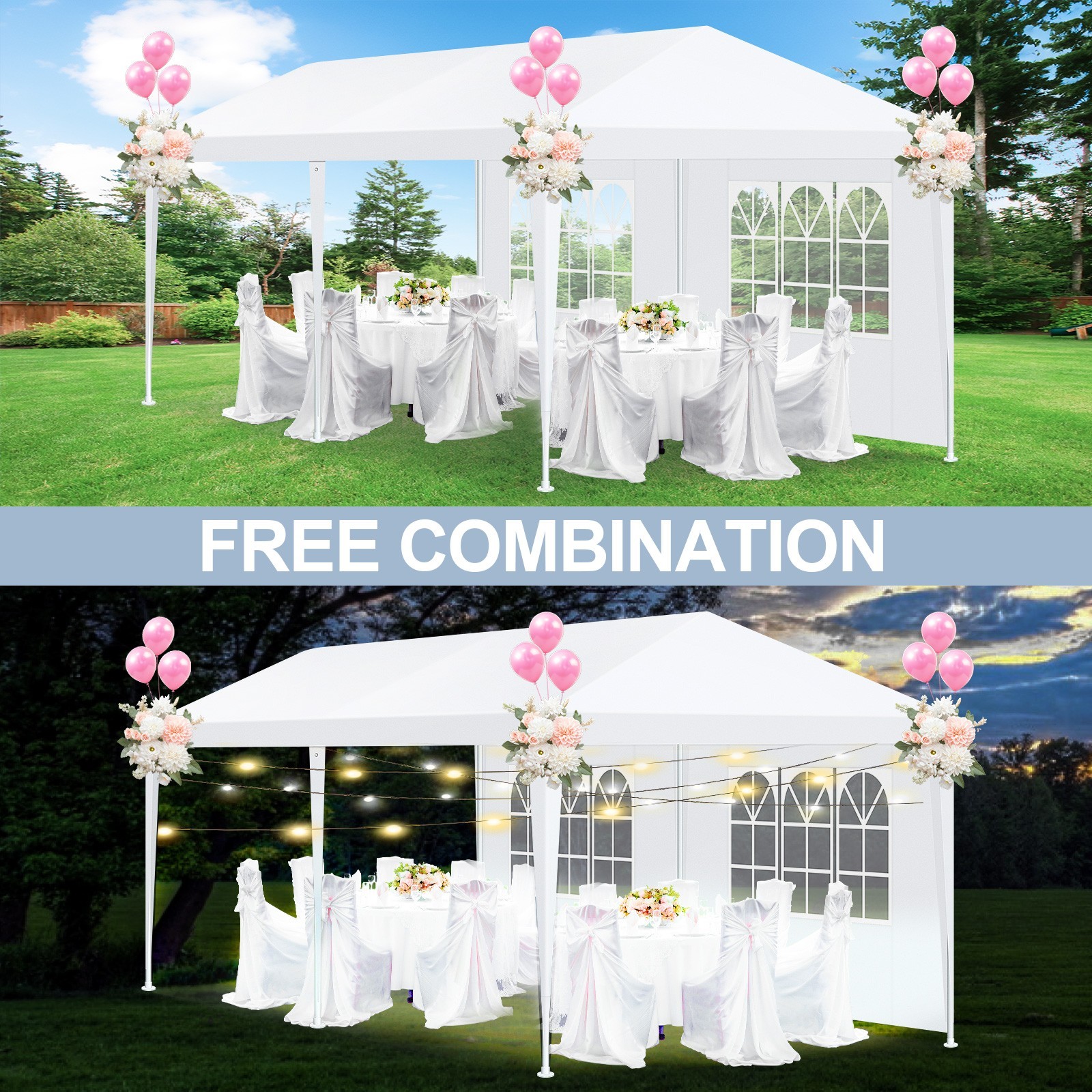 10' x 20' Outdoor Canopy Party Wedding Tent With 6 Walls Gazebo garden BBQ Tent