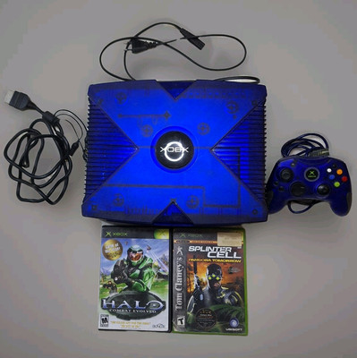 Original Microsoft Xbox Console Ice Blue Halo 2 Evo X RARE