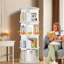 4 Tier Rotating Bookshelf Tower, Spinning Bookshelf, Revolving 360 Bookcase Sto