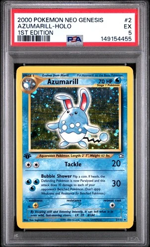 2000 POKEMON NEO GENESIS 1ST EDITION #2 AZUMARILL-HOLO PSA 5
