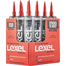 Sashco Lexel 18 Pack 10.5 oz Kitchen Bath Clear Paintable Adhesive Caulk - 13010