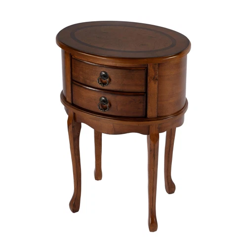 Butler Specialty Company Whitley 18"W Oval Wood 2 Drawer Side Table - Olive Ash - Picture 2 of 8