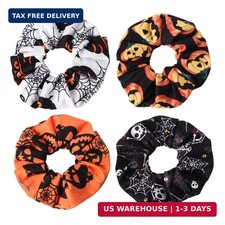 4pcs Halloween Hair Ties Elastics Hair Scrunchies Pumpkin Ghost Skeleton Spider