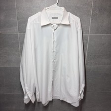 STEFANO RICCI White Dress Shirt Men  s 2XL 18/46 Luxury Cotton Handmade Italy