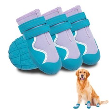 4Pcs Dog Shoes Boots Paw Protector Reflective Strip Anti-slip M for 40-55lbs Dog