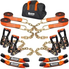 8 Point Roll Back Vehicle Heavy Duty Tie Down Kit with Chain Extension WLL