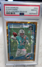 2025 Panini Donruss Optic Preview Quinn Ewers RC Gold Ice 04/10 PSA 10 POP 1