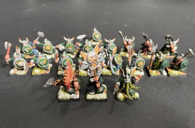 Warhammer Dwarf Longbeards x20 w/ Full Command OOP Plastic Pro-Painted (Green)