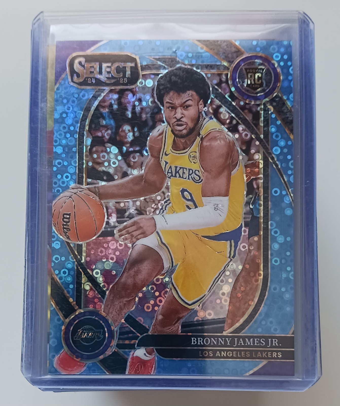 2024-25 Panini Select #290 Bronny James Jr. Light Blue Disco Prizm #47/99