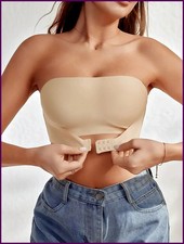 Women's Strapless No Padding Seamless Front Button Bra Comfortable Smooth.