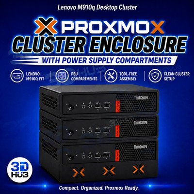 Lenovo M910q PC Rackmount Proxmox Cluster Rack W/ Compartments for Power Supply