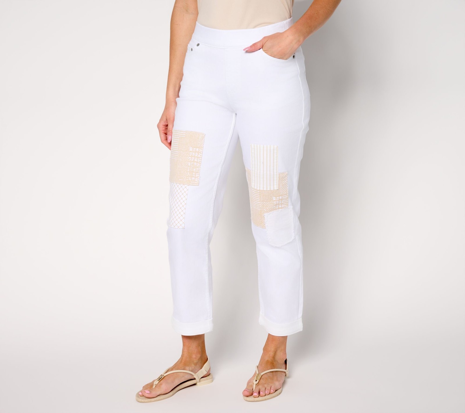 LOGO by Lori Goldstein Women's Pants Sz 2 Regular Pull-On Ankle White A692543