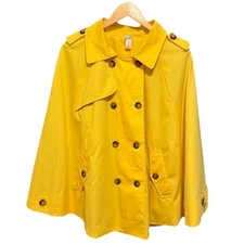 Partly Cloudy Poncho Cape Jacket Yellow Lemon Zest Double Breasted  Size Large