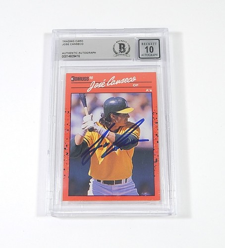1990 Donruss Jose Canseco #125 On Card Auto Beckett BAS 10
