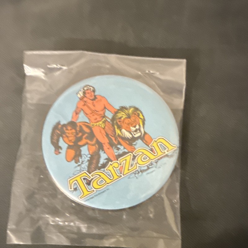 Tarzan Comic Cartoon Round Pinback Button Badge - Comic Books & Cartoons Theme