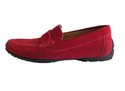 Geox Respira Moner Moccasin Slip-On Loafer Suede Red Men's Size 8.5  (41.5)