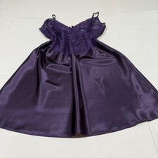 Purple Glossy Satin Nightgown Women 1X Slip Dress Lace Coquette Fairy Feminine