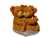 Greenbrier International Teddy Bears w/Pink Roses Figurine 3.5 in  DV20