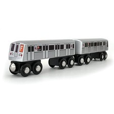 Munipals Wooden Subway Train Car Set NYC R40 F Train-2 car set New in the box