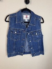 Vintage Levi  s Denim Vest Womens Medium Blue Jean Trucker Made Hong Kong