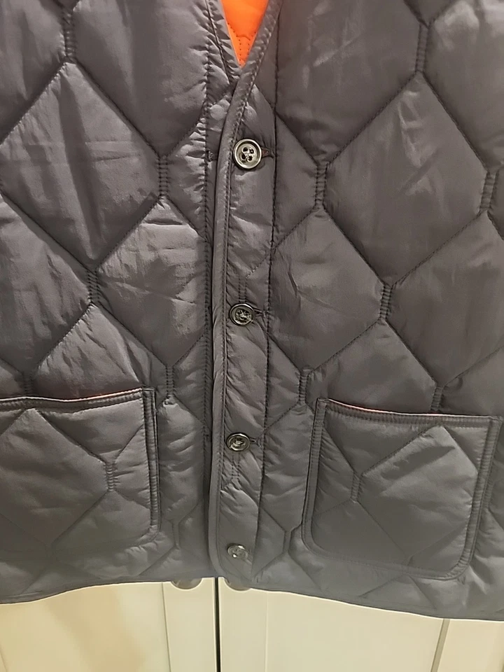 Jack Spade Quilted 3-in-1 Button Out Vest Sz L Navy/orange - Image 2 of 4