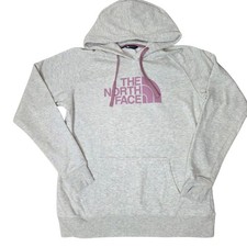 The North Face Womens L Heather Gray Fleece Half Dome Logo Pullover Hoodie