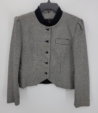 Peabody House Vintage Blazer Womens 9/10 Black White Houndstooth Wool Equestrian