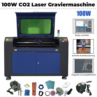 900x600mm Laser Engraver Cutter 100W CO2-Laserschneidemaschine mit Warnleuchte