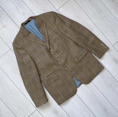 Vintage Rare Barbour Wool Designer Check Blazer Jacket Men's Size