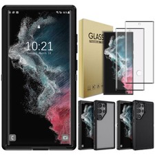 For Samsung Galaxy S22 Ultra Slim Rubber Phone Case Cover / Screen Protector