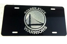 Golden State Warriors Car Tag Diamond Laser Etch on Black Aluminum License Plate