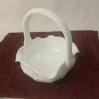 Vintage Indiana Glass Constellation Milk Glass Basket Square Ruffled 6"