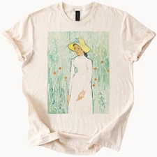 Girl in White Tee Van Gogh Art T Shirt