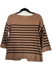 Ann Taylor LOFT Women's Striped 3/4 Sleeve Sweater Open Detail Back Design Sz S