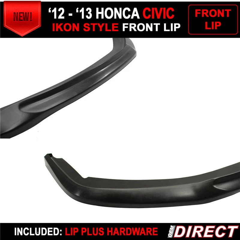 Fits 12-13 Honda Civic 2-Door Coupe Ikon Front Bumper Lip Spoiler Splitter PU — 第 3/4 张图片