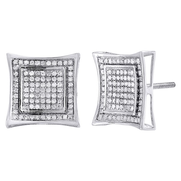Diamant Quadratisch Drachen Nieten 10K WeißGold Rund Pave Mode Ohrringe 0.42 TCW-image