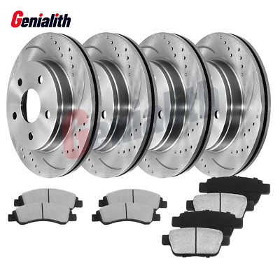 For 2005 - 2010 Ford Mustang Base 4.0L Front Rear Drilled Disc Brake Rotors Pads
