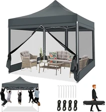 Canopy 10'x10' Heavy Duty Pop Up Gazebo with Mosquito Netting Mesh Screen Tent#