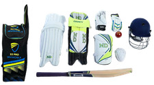 11-teiliges Cricket Set ? Schl&auml;ger, Polster, Handschuhe, Helm & Schutzausr&uuml;stung Erwachsene & Jugendliche