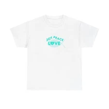 Joy Peace Love Fish T-Shirt Faith Christian Short Sleeve Round Neck Tee Pink