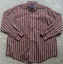 Men  s Towncraft Vintage Red Striped Button Down Shirt Size Large