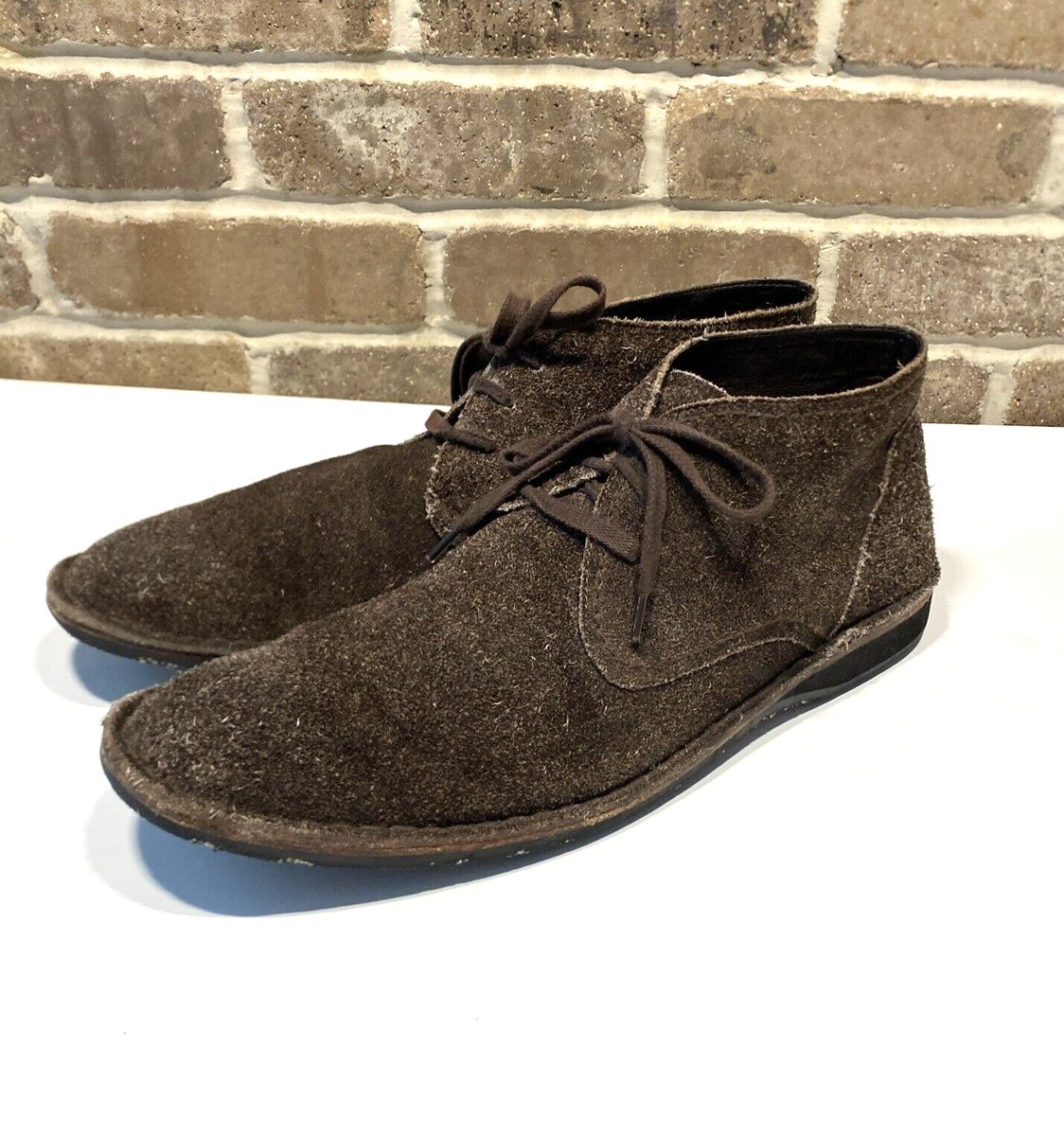 JOHN VARVATOS Chukka Boots Brown Distressed Suede Lace Up  display picture 1