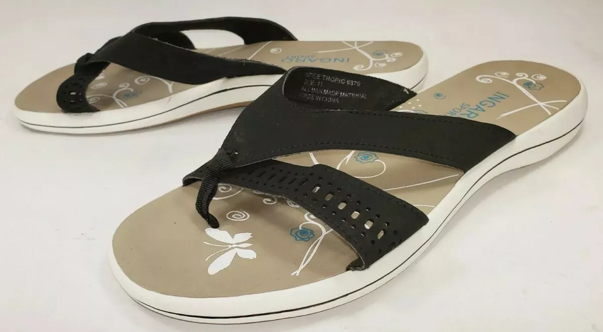 Ingaro Sport Tropic Toe Post Sandals Women s Sz. 11M Black Super