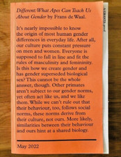 DIFFERENT by FRANS DE WAAL - Pub. GRANTA - P/B - U *PROOF*