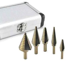 Quick Change Spiral Grooved Step Drill Bit Set, 5 Piece SAE 10173A