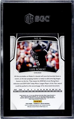 2020 Panini Chronicles #8 Luis Robert Limited SGC 10 GEM MINT RC