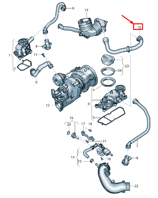 CONDUITE DE RENIFLARD MOTEUR AUDI A8 4N 0P2103210A ORIGINALE