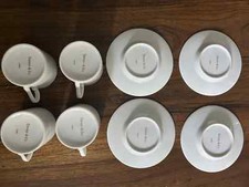 Tiffany Co, White with Gold Trim Demitasse Cups with Saucers - Set of Four
