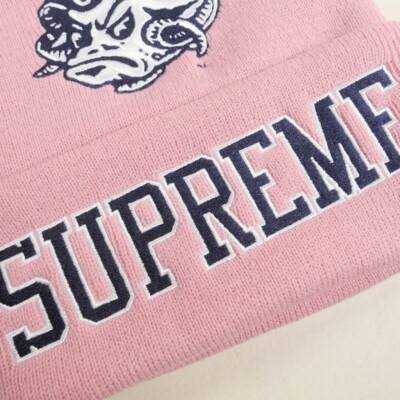 Supreme Mitchell & Ness NCAA Beanie Pink Supreme Mitchell & Ness