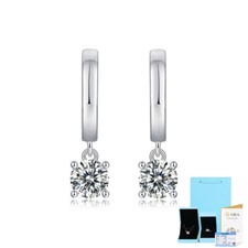 1 Ct Round Cut GRA D VVS1 Moissanite 925 Sterling Silver Huggie Hoop Earrings